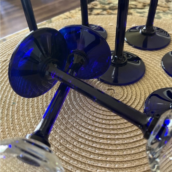 Vintage Crystal Cobalt Stem Wine Glasses - Picture 2 of 7